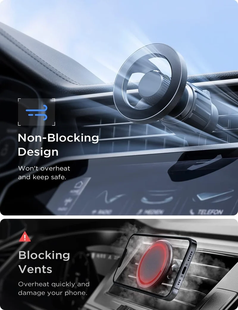 LISEN for MagSafe Car Mount [Swivel Car Phone Vent Mount] Magnetic Phone Holder Car, Hands Free Cell Phone Car Holder for Vehicle Air Vent, Fits for iPhone 15 Pro Max Plus 14 13 12 Mini MagSafe Case