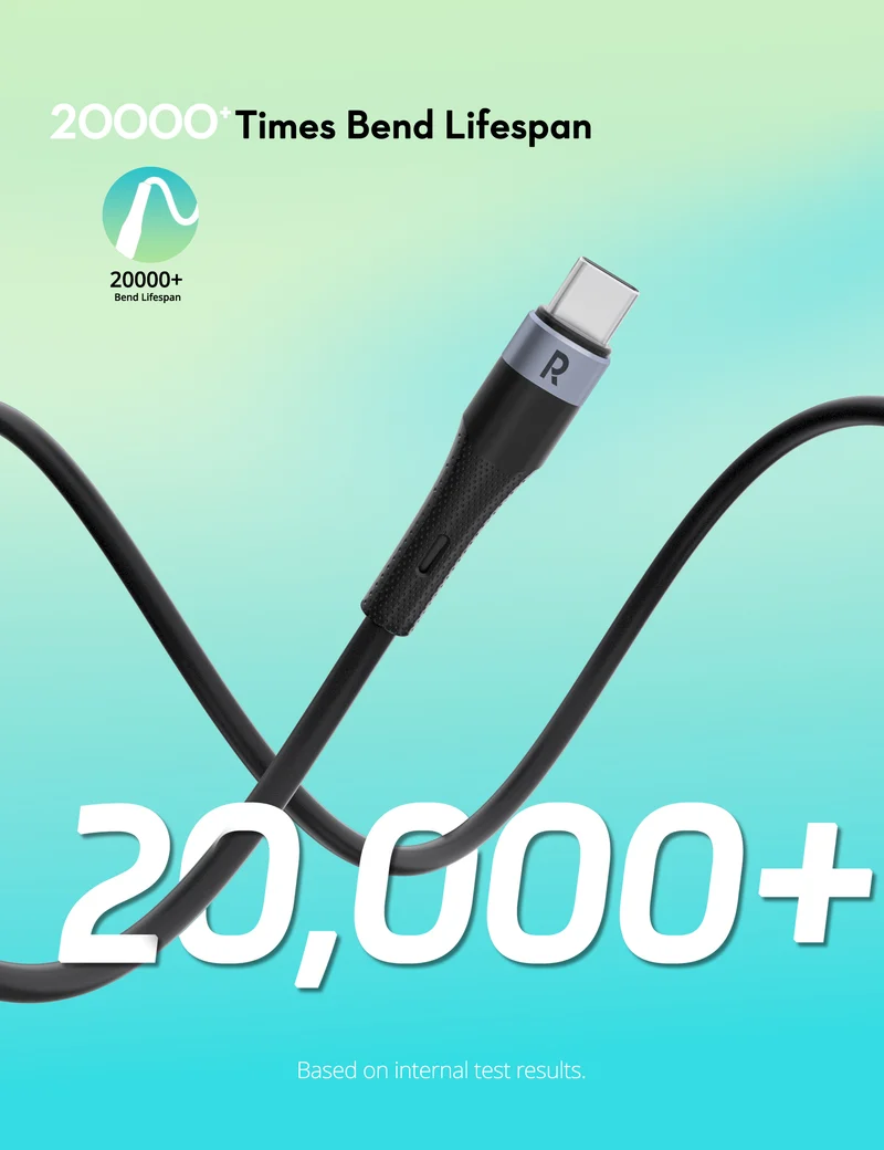 2 Pack RAVPower 60W Charge & Sync 60W Silicone C-C Cable 1M RP-CB1038