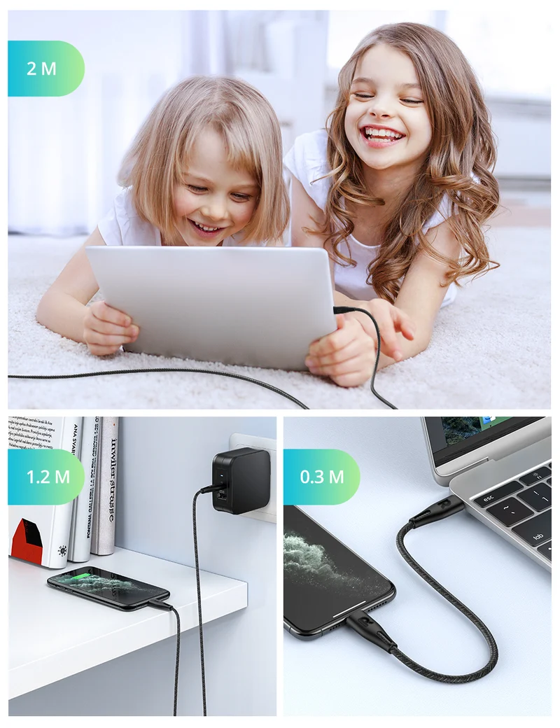 RAVPower Type-C to Lightning Cable 1.2m Nylon Black RP-CB1017