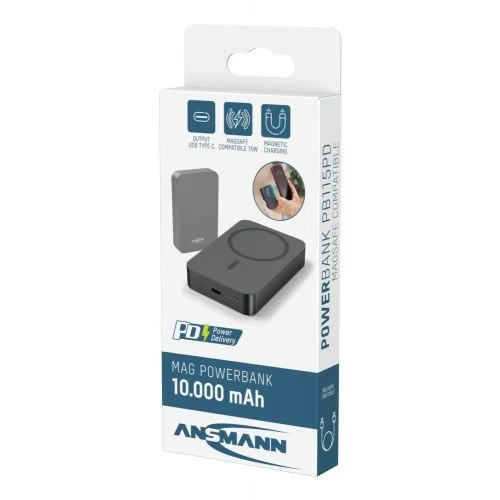 ANSMANN Powerbank 10000 mAh PB115PD Mag, Schwarz