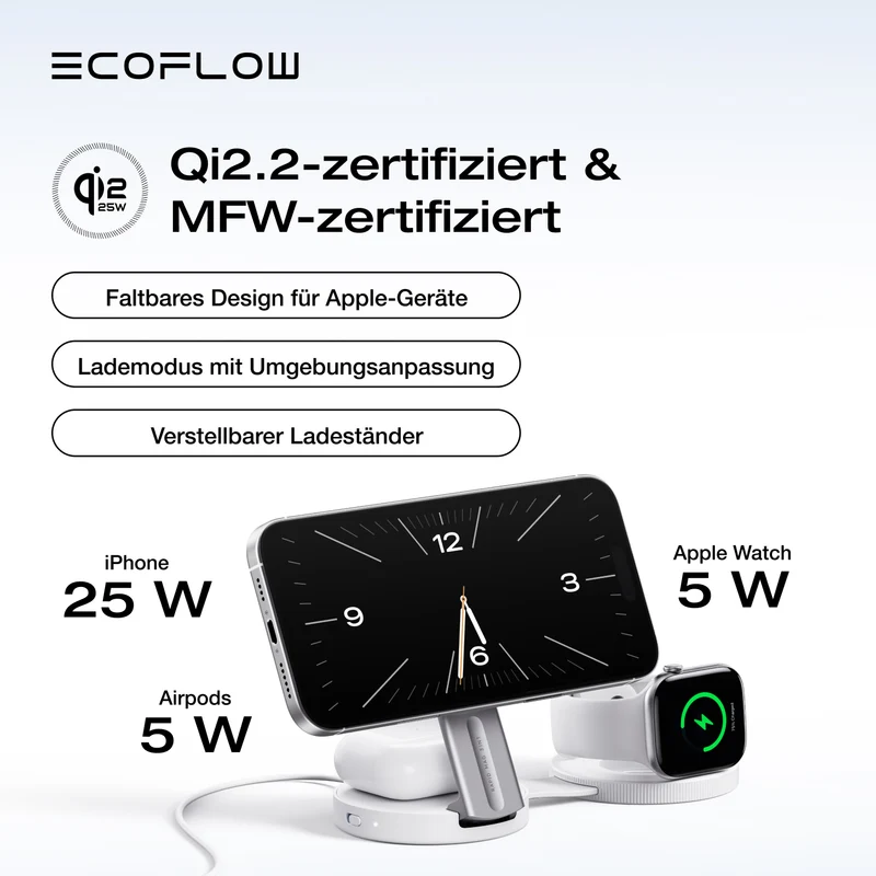 EcoFlow RAPID Mag Qi2.2 Wireless-Ladestation (3-in-1, faltbar)