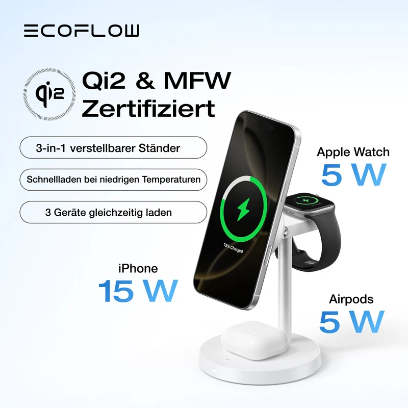 EcoFlow RAPID Mag Qi2 Wireless Charging Stand (3-in-1)