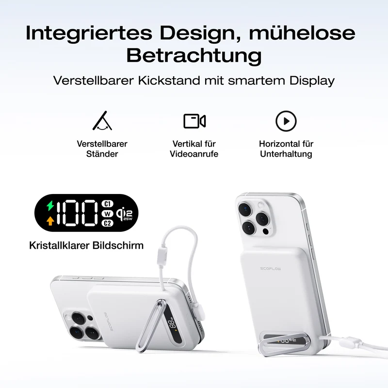 EcoFlow RAPID Mag Qi2.2 Powerbank (10.000 mAh, 25 W, integriertes USB-C Kabel)