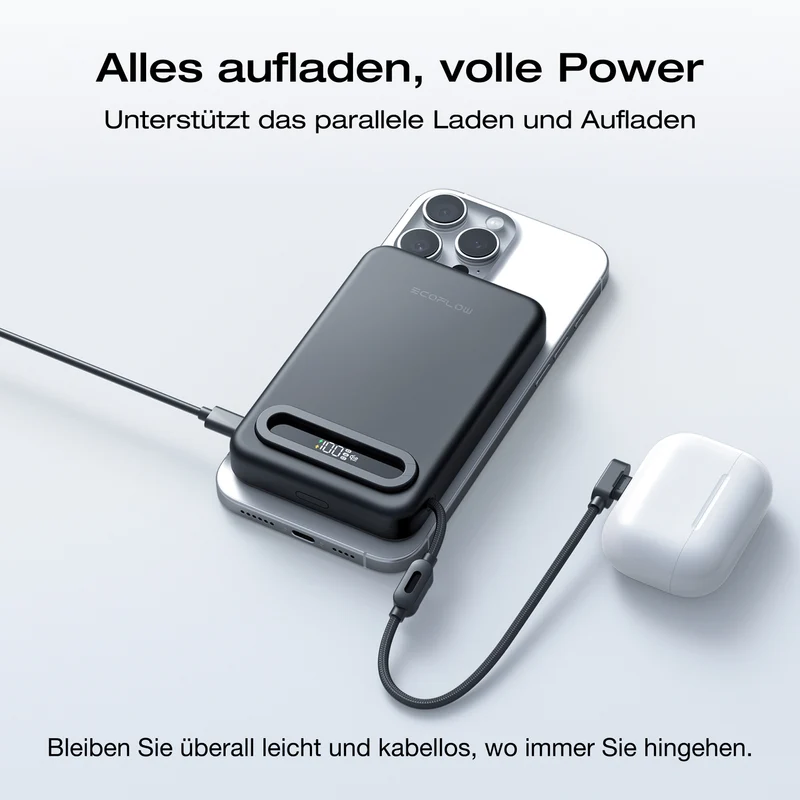 EcoFlow RAPID Mag Qi2.2 Powerbank (10.000 mAh, 25 W, integriertes USB-C Kabel)