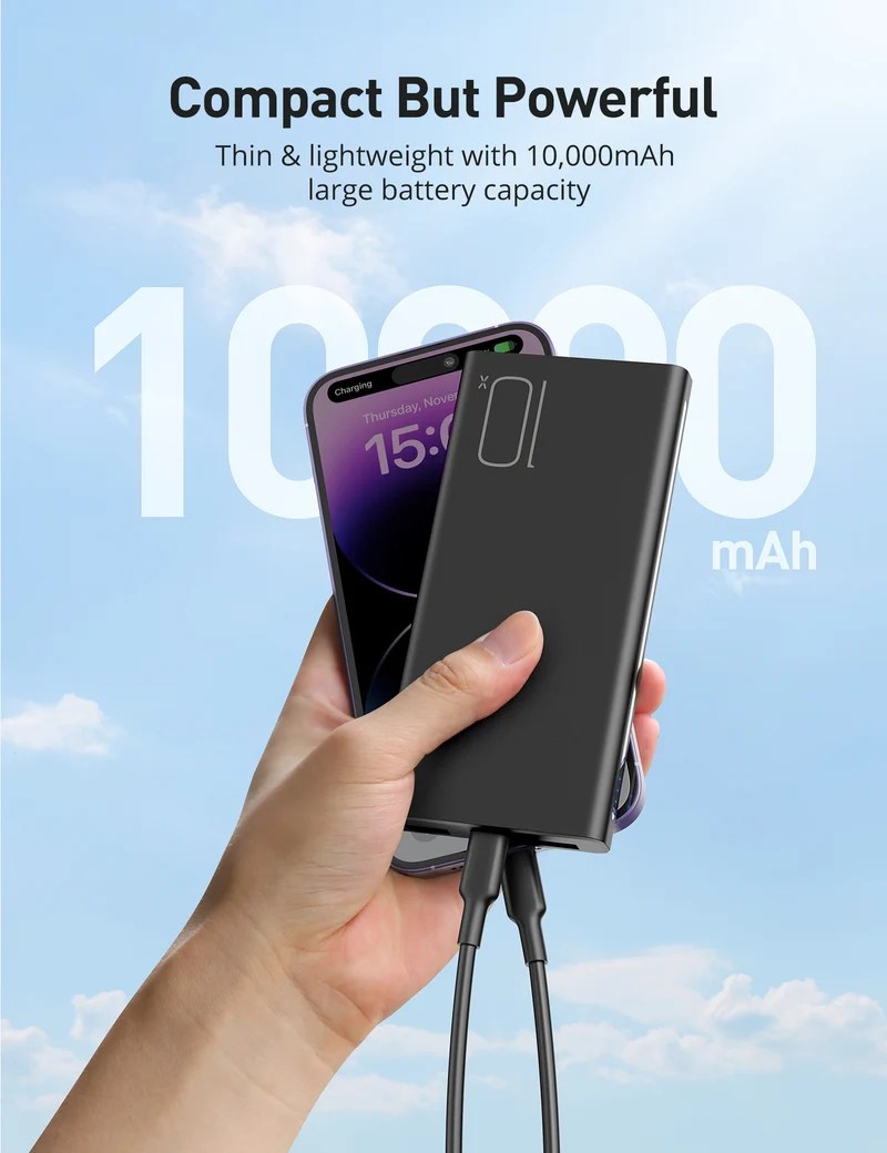 RAVPower AF-PB010 10000mAh 15W Power Bank with USB-C Charging 5V 3A, 2 Pcs
