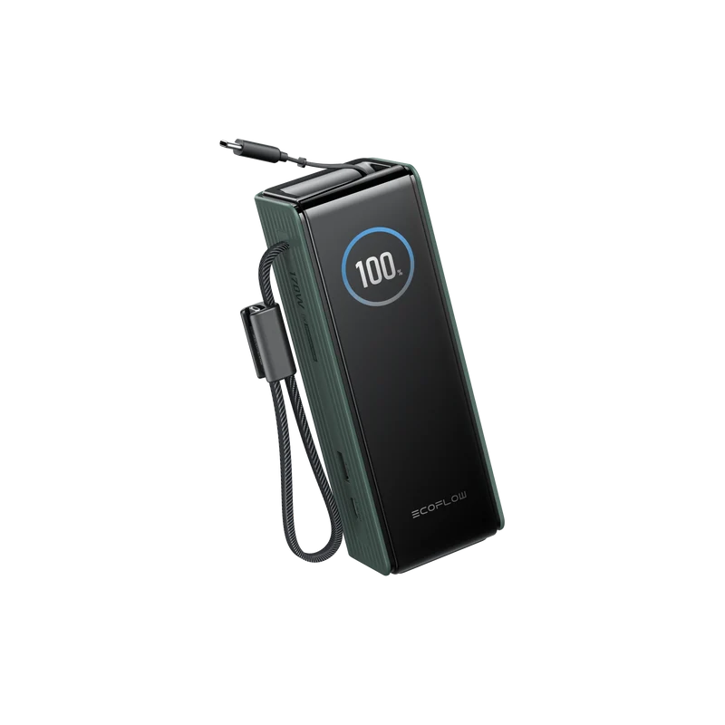 EcoFlow RAPID 25000mAh Powerbank in Grün, mit einziehbaren Kabeln