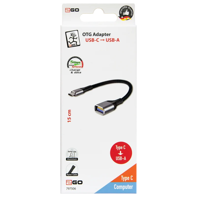 OTG Adapter - USB Type-C - USB A - USB 3.0 - Aluminium-Gehäuse - silber