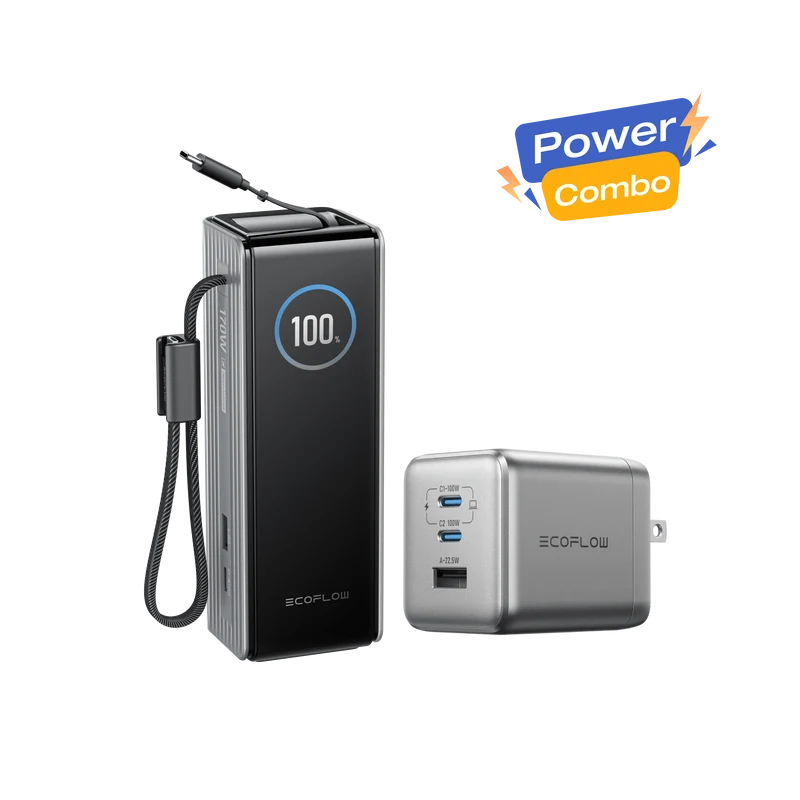 EcoFlow RAPID Power Bank (25K, 170W, 100W Built-In and Retractable Cables) + 100W Charger