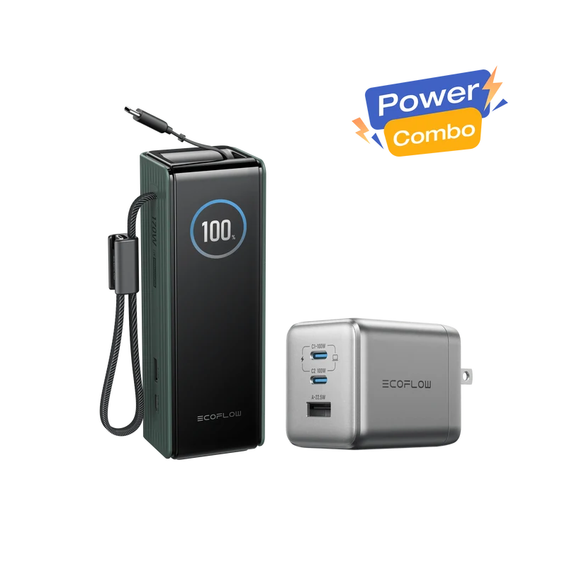 EcoFlow RAPID Power Bank (25K, 170W, 100W Built-In and Retractable Cables) + 100W Charger