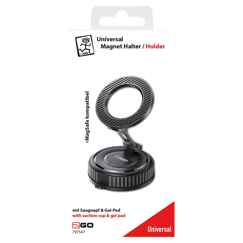 Universal Magnethalter "GelMount" - MagSafe kompatibel - Saugnapf - 360° drehbar - schwarz