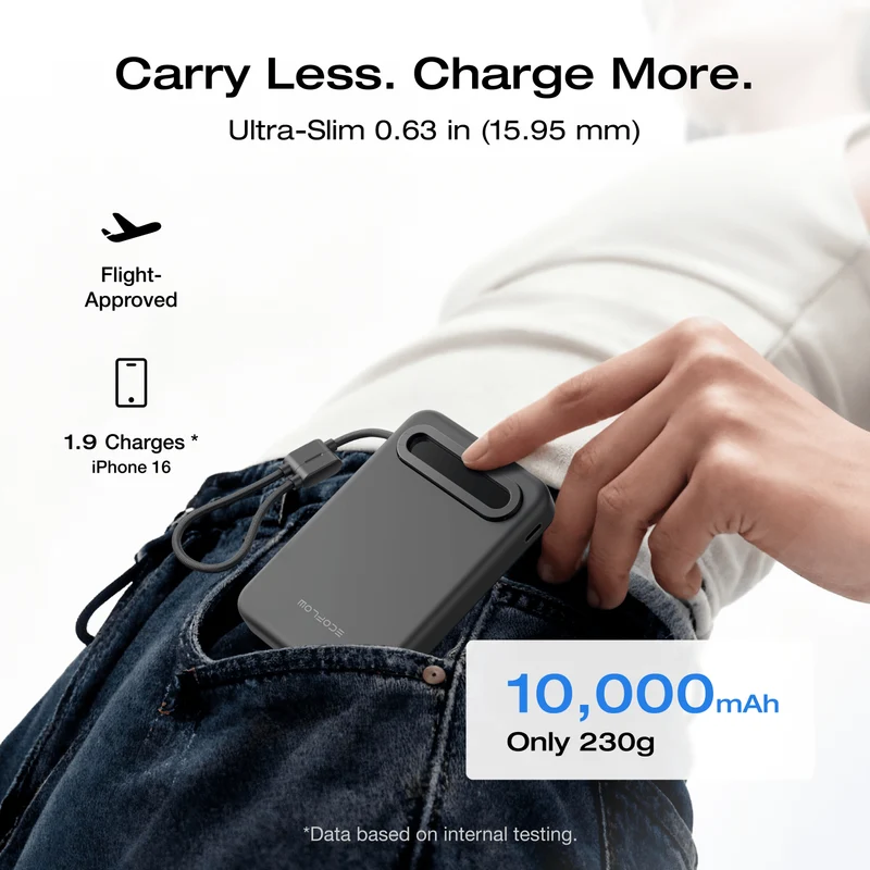 EcoFlow RAPID Mag Qi2.2 Magnetic Power Bank (10,000mAh, 25W, Built-in USB-C Cable)