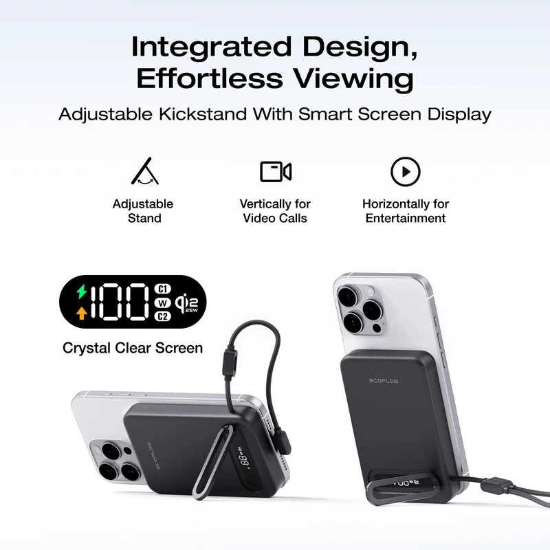 EcoFlow RAPID Mag Qi2.2 Magnetic Power Bank (10,000mAh, 25W, Built-in USB-C Cable)