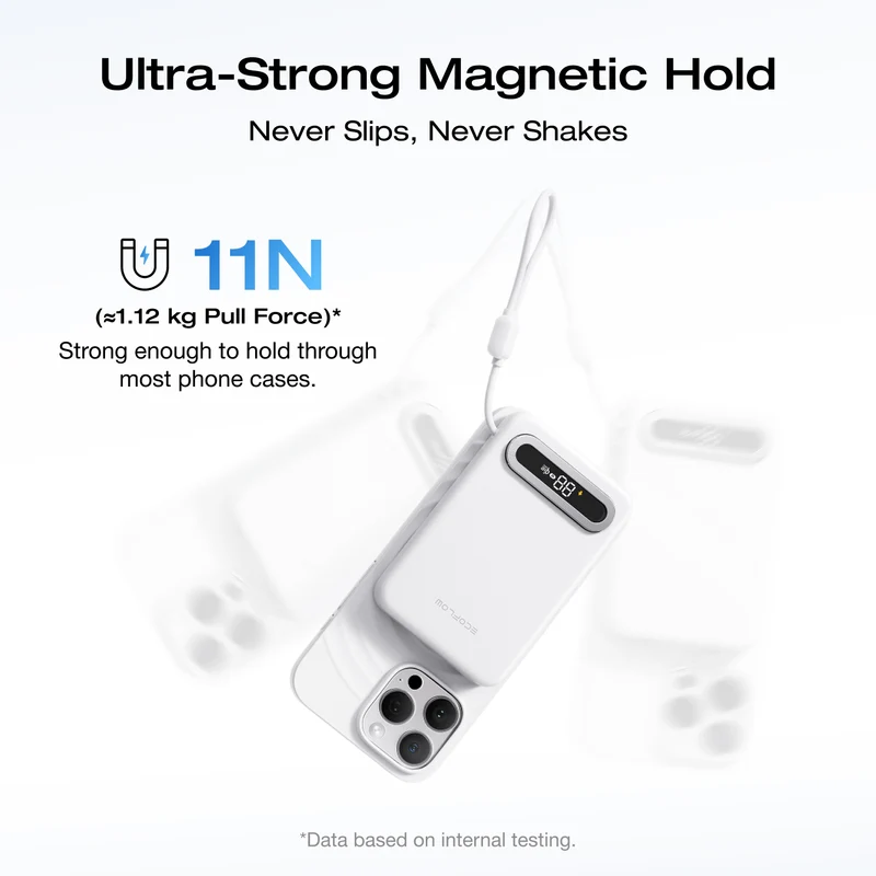 EcoFlow RAPID Mag Qi2.2 Magnetic Power Bank (10,000mAh, 25W, Built-in USB-C Cable)