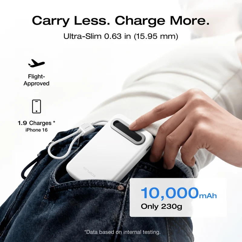 EcoFlow RAPID Mag Qi2.2 Magnetic Power Bank (10,000mAh, 25W, Built-in USB-C Cable)