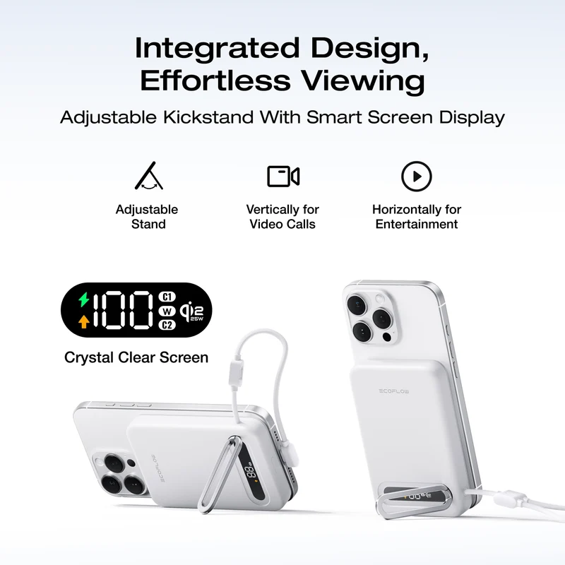 EcoFlow RAPID Mag Qi2.2 Magnetic Power Bank (10,000mAh, 25W, Built-in USB-C Cable)