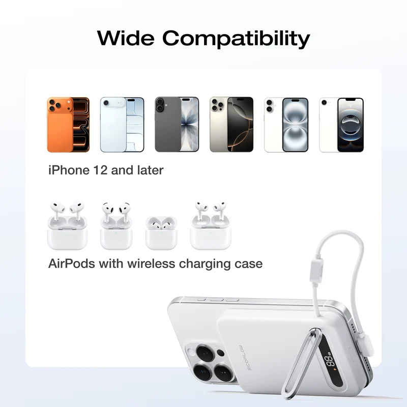 EcoFlow RAPID Mag Qi2.2 Magnetic Power Bank (10,000mAh, 25W, Built-in USB-C Cable)