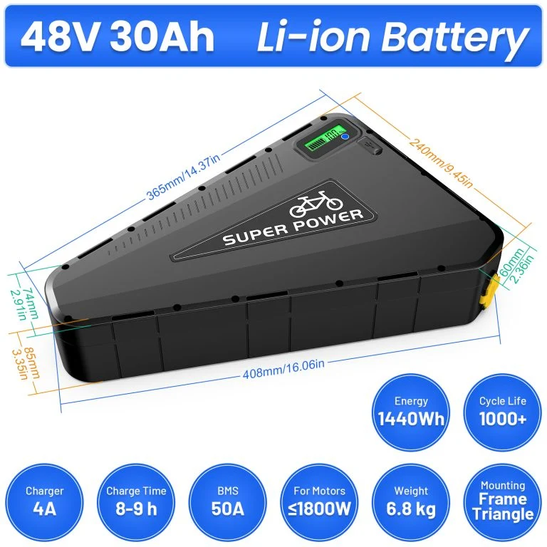 【EU-Lagerware】P101 48V 30AH BMS50A Dreieck-Akku mit GPS, LG5000 Zellen, Li-Ionen-E-Bike-Akku