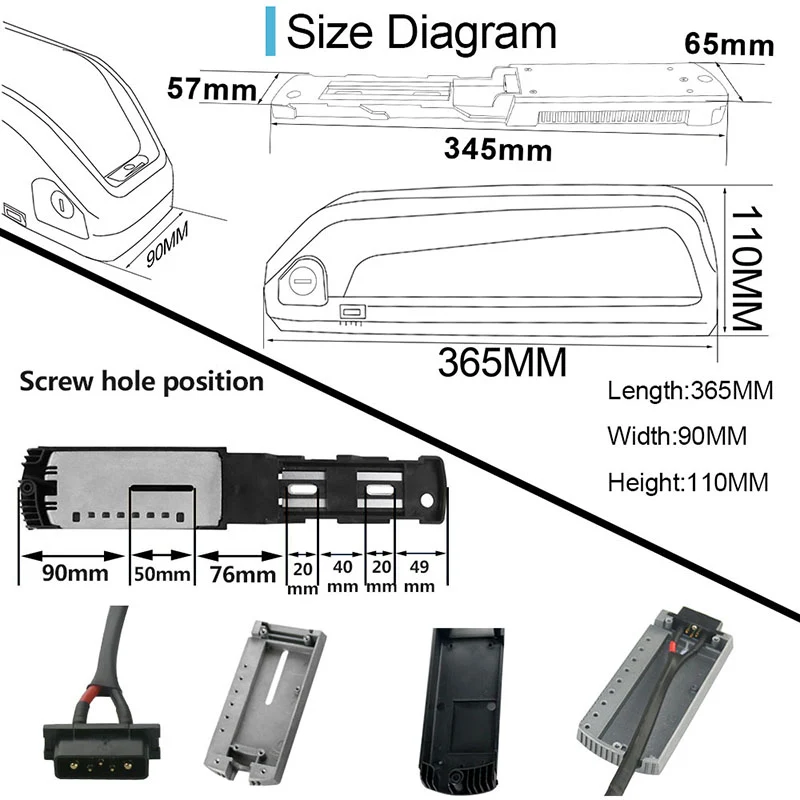 【USA-Lagerware】S039-3 Hailong Li-Ionen-Akku 36V 48V 13Ah 15A BMS25A BMS30A Chinesische 2600mAh Zellen mit 2A Ladegerät