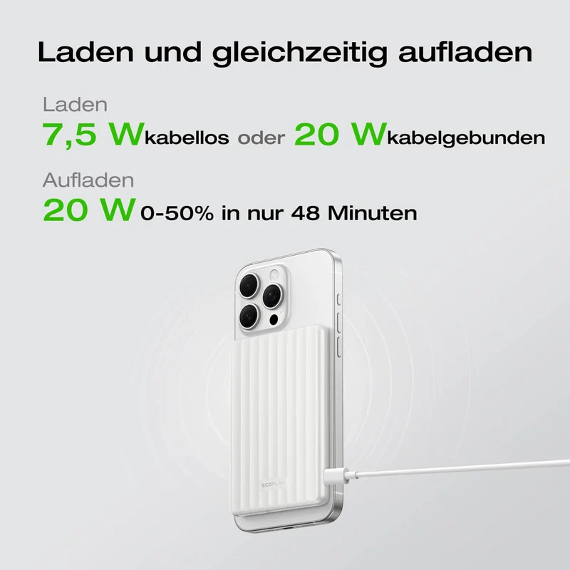 EcoFlow RAPID Mag Powerbank (5 000mAh, 7,5W, Magnetische Aufladung)