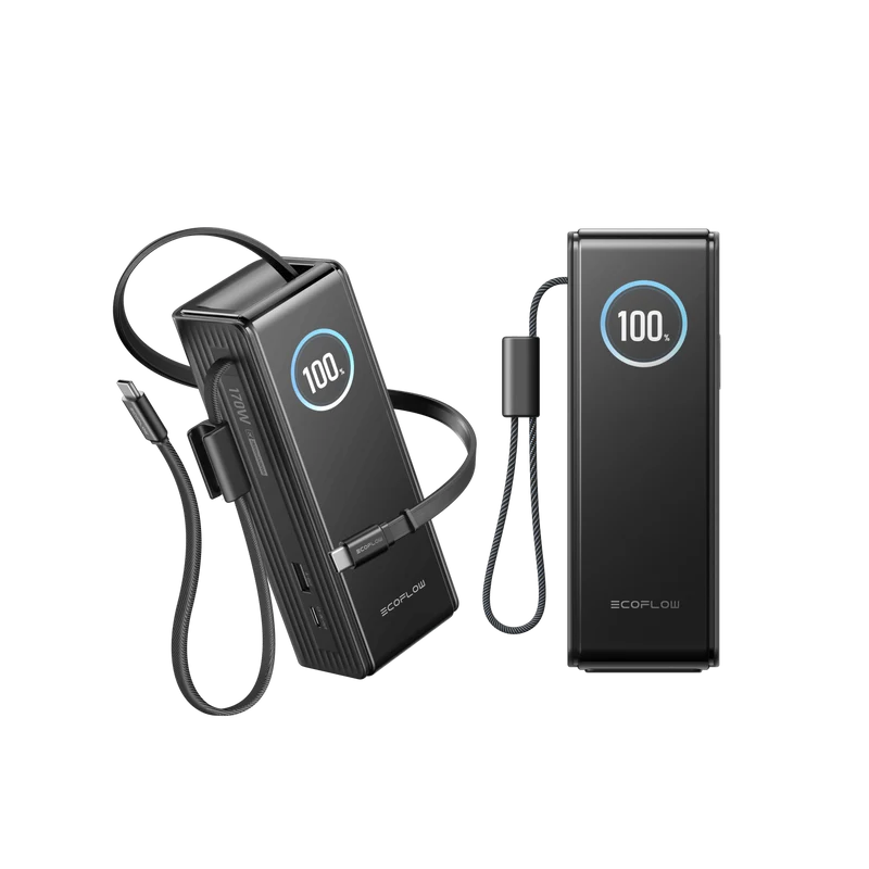EcoFlow RAPID Powerbank (25 000 mAh, 170 W, Integriertes + Ausziehbares 100 W Kabel)