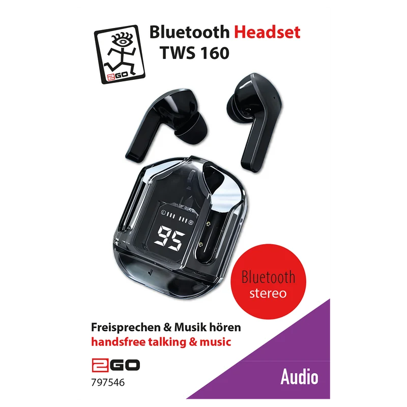 Bluetooth Headset "TWS 160" - Ladebox - Touch-Steuerung - schwarz
