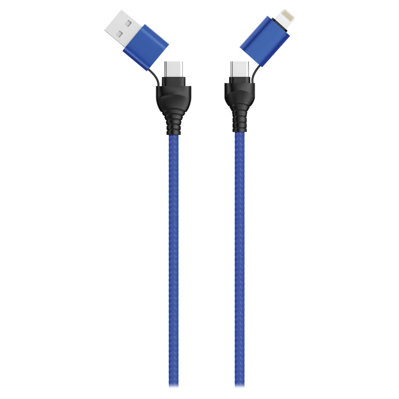 Ready2Sell Strip USB A / USB Type-C Multi-Ladekabel - Nylonummantelung - rot & blau & schwarz - 12 Stück