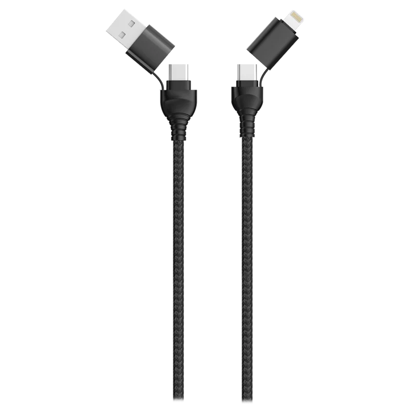 Ready2Sell Strip USB A / USB Type-C Multi-Ladekabel - Nylonummantelung - rot & blau & schwarz - 12 Stück
