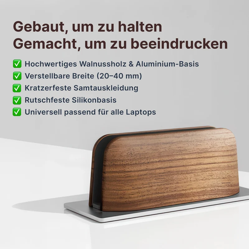 Vertikaler Laptop-Halter aus Holz