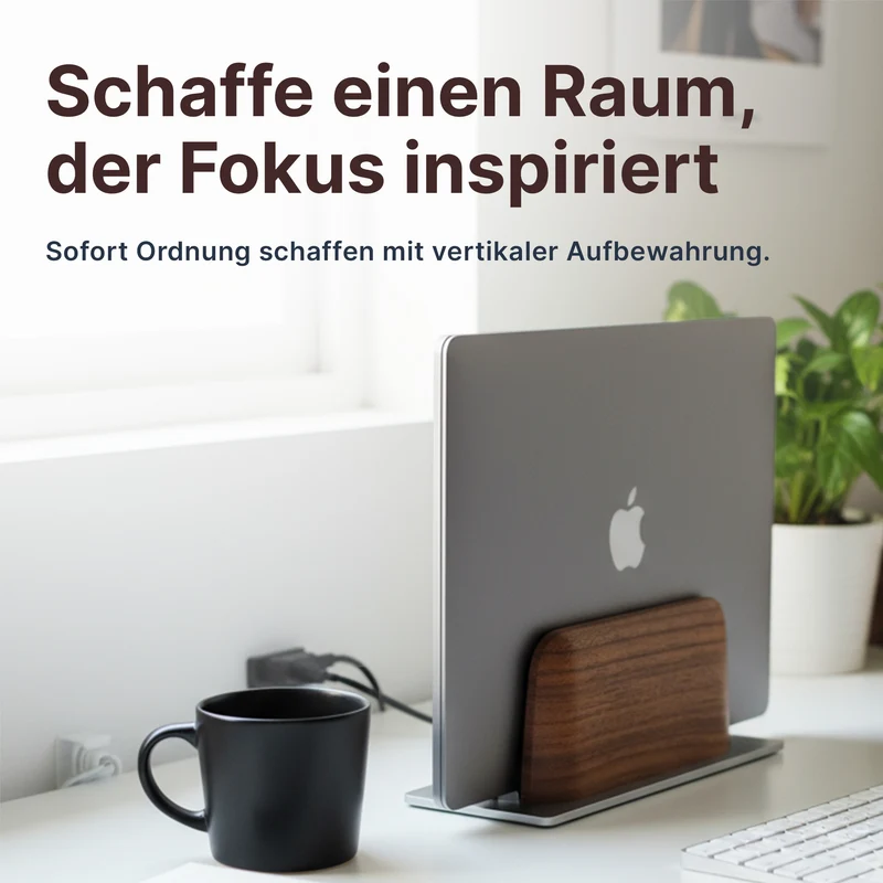 Vertikaler Laptop-Halter aus Holz