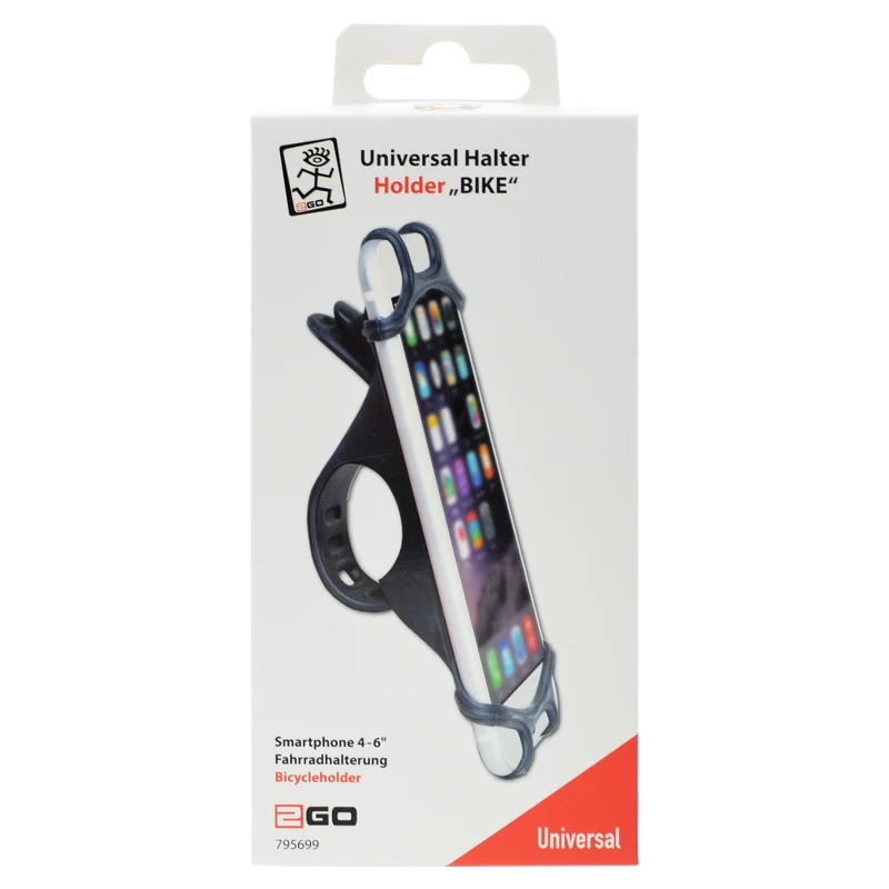 Fahrrad Handyhalterung "Bike" - flexible Silikonaufnahme für Smartphone zwischen 4 & 6 Zoll - schwarz