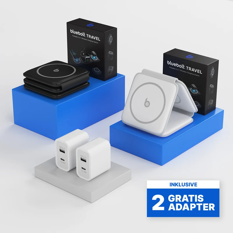 Faltbare 3 in 1 Kabellose Ladestation Doppelbundle