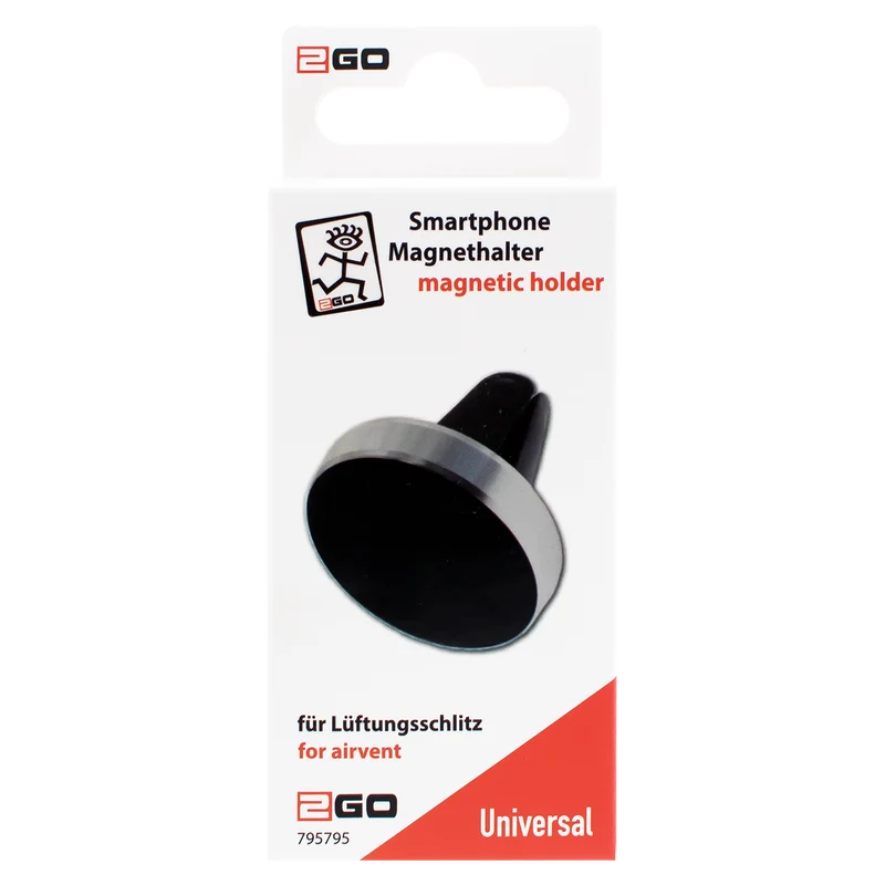 Universal Magnethalter "MiniMAG" - für die Kfz-Lüftung - inklusive selbstklebender Konterplatte - silber