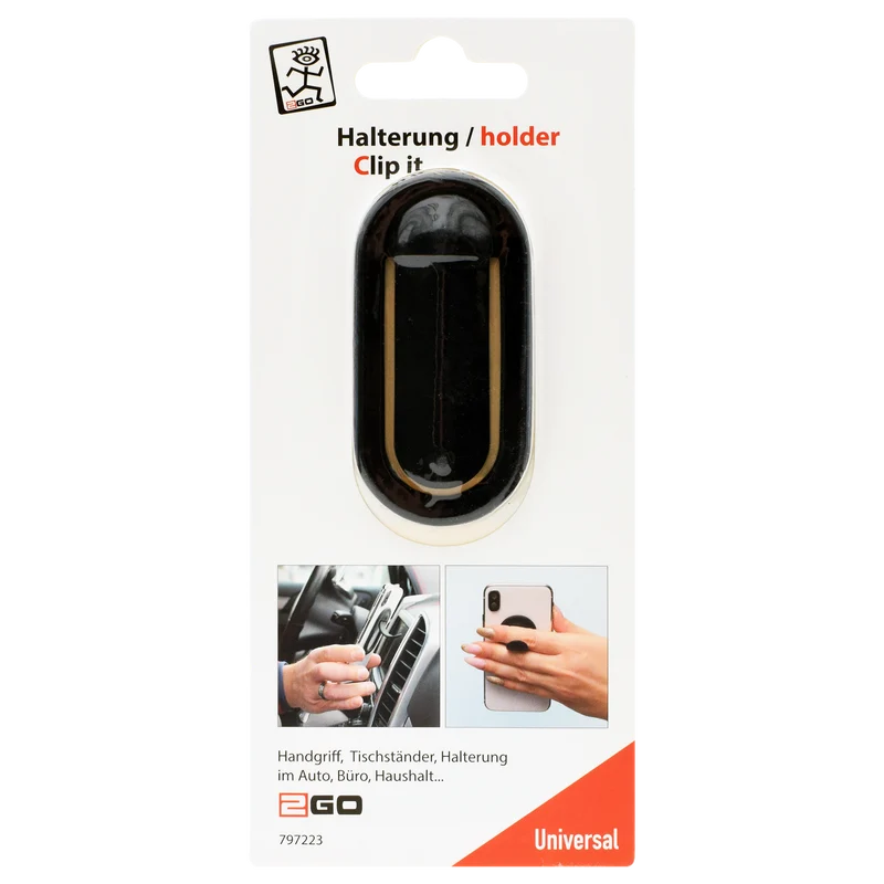 Universal Smartphone-Halterung "Clip it" - Handgriff - Tischständer - Kfz-Halterung