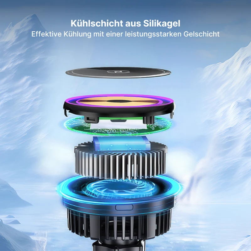 15W Schnellladegerät Magnetischer Kfz-Ladegerät mit Kühlung