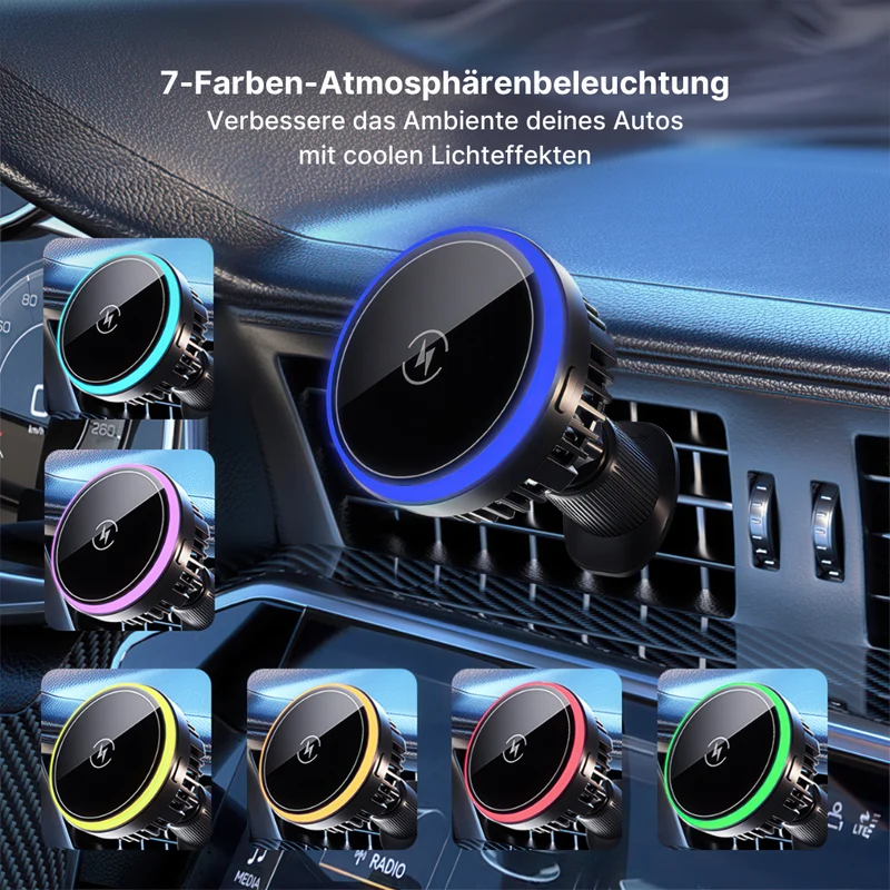 15W Schnellladegerät Magnetischer Kfz-Ladegerät mit Kühlung