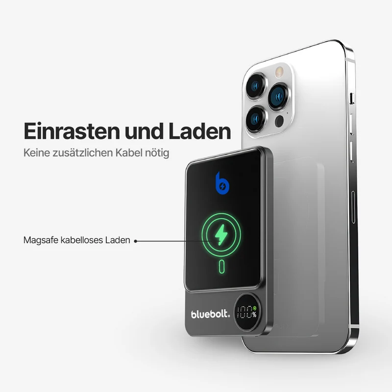 Ultraflache Powerbank 20W Magnetisches Kabelloses Laden