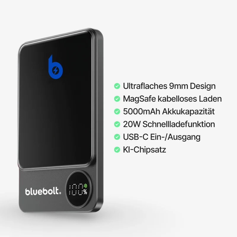 Ultraflache Powerbank 20W Magnetisches Kabelloses Laden
