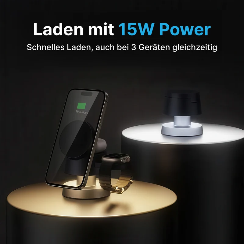 3 in 1 MagSafe-Ladestation mit LED-Licht