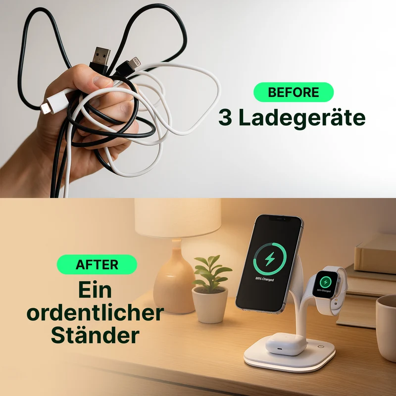 5-in-1 Magnetische Wireless-Ladestation für iPhone, Apple Watch und AirPods