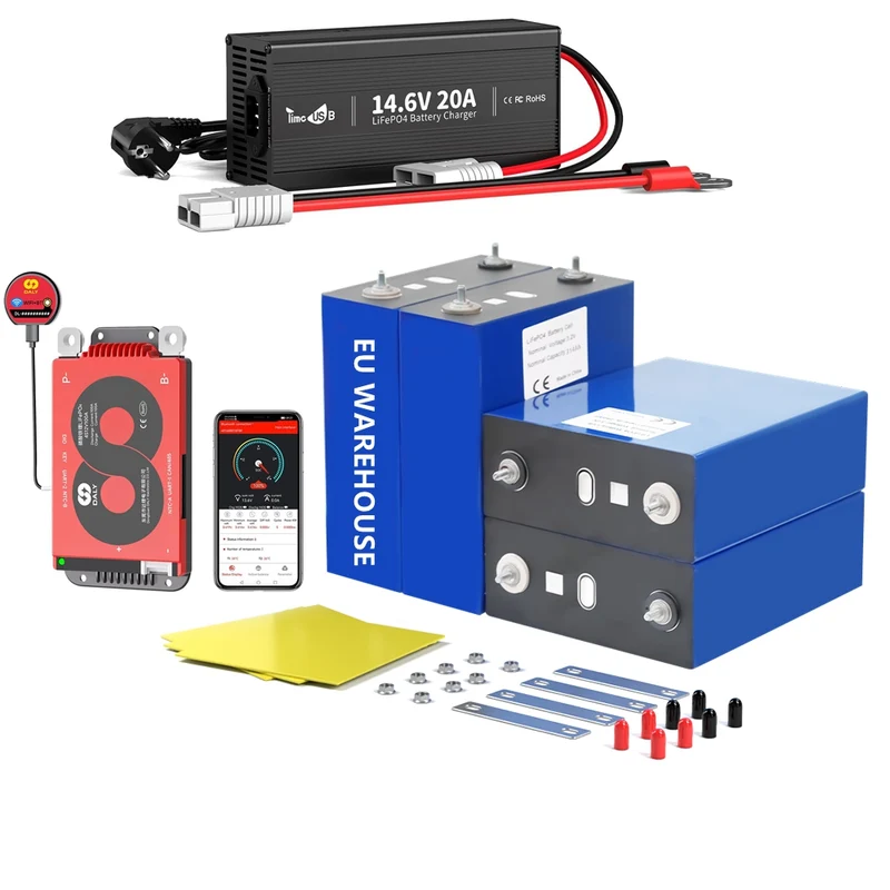 High-End Energiespeicher-Set 3,2V 314Ah LiFePO4 Batteriezelle & DALY Smart BMS mit WiFi