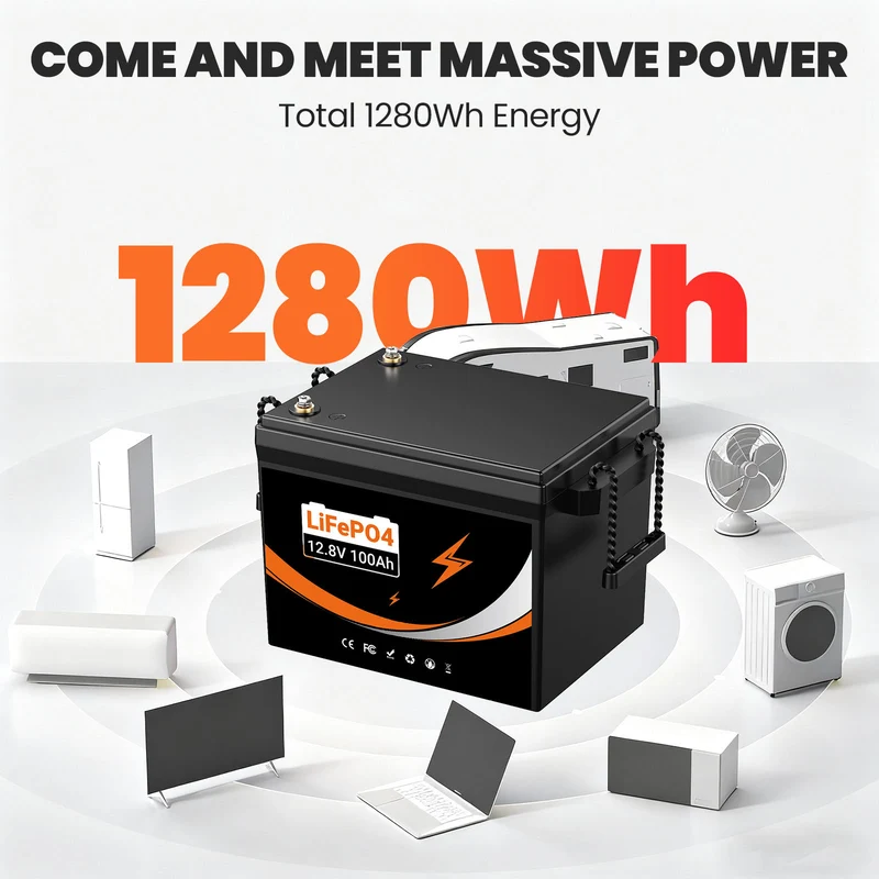 KEEPBATT 12V 100Ah LiFePO4 Batterie mit 14.6 20A Schnellladegerät Tieftemperaturschutz für Elektromotor