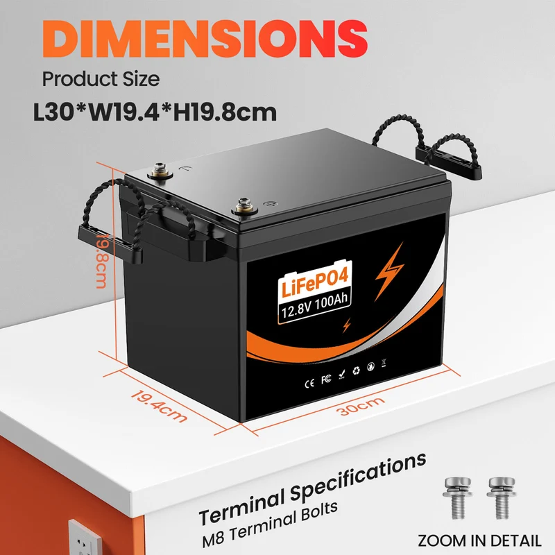 KEEPBATT 12V 100Ah LiFePO4 Batterie mit 14.6 20A Schnellladegerät Tieftemperaturschutz für Elektromotor