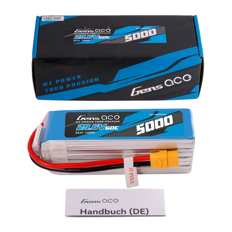 Gens ace 5000mAh 29,6V 60C 8S1P LiPo-Akkupack mit XT90-Anschluss