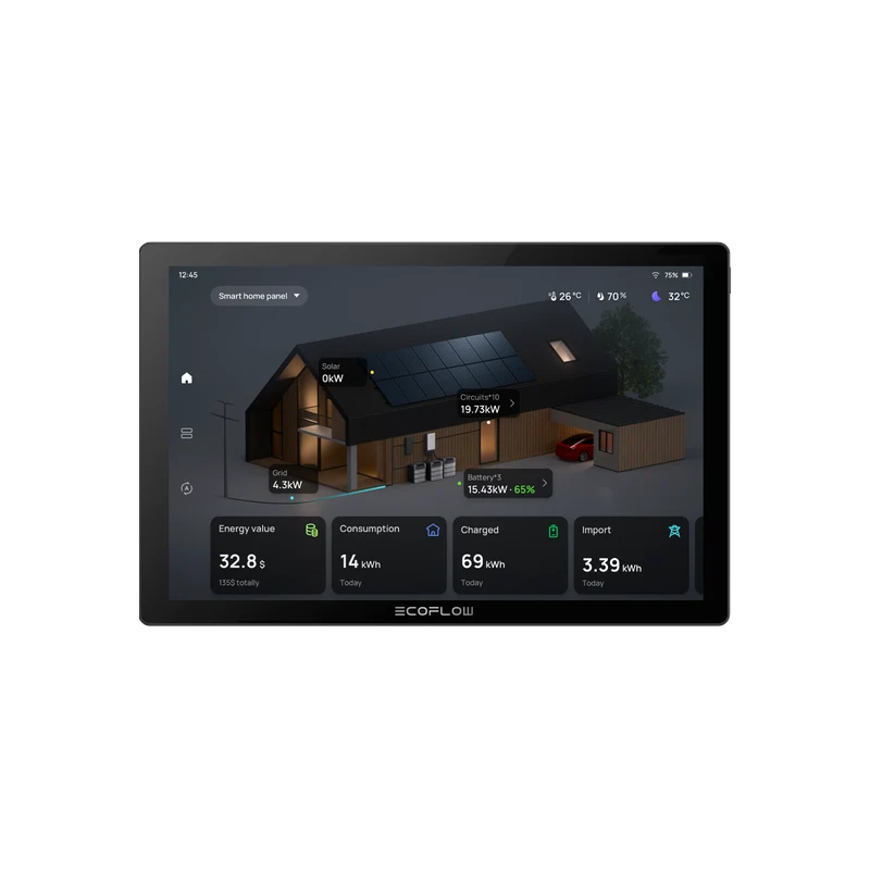 EcoFlow PowerInsight EU schwarz 10 Zoll Touchscreen Hausenergie Monitor Display