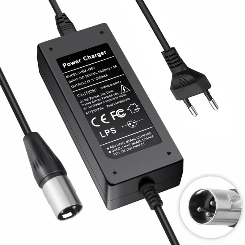 24V 2A 3-poliges XLR-Ladegerät Für Elektroroller-Akkus Für Go-Go Elite Traveller Plus HD US, Pride Mobility Scooter, Ezip Mountain Trailz, Jazzy Power Chair