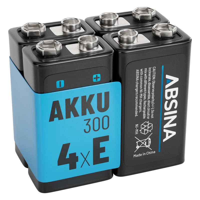 Blockakku im Format 9 V, 8,4 V NiMH, mindestens 270 mAh