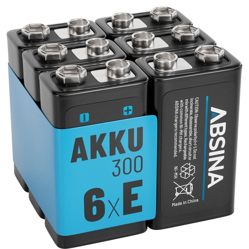 Blockakku im Format 9 V, 8,4 V NiMH, mindestens 270 mAh