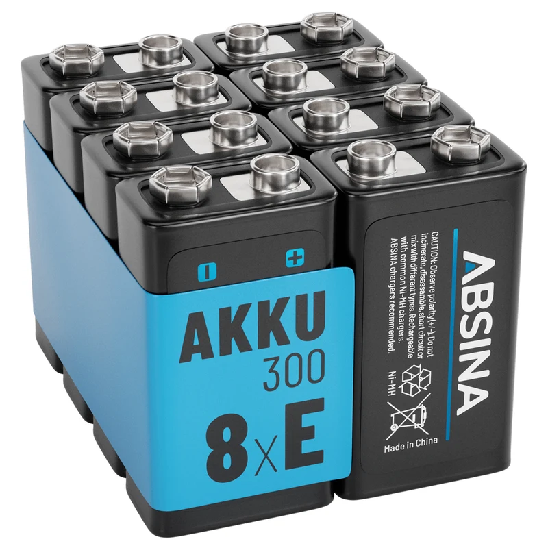 Blockakku im Format 9 V, 8,4 V NiMH, mindestens 270 mAh