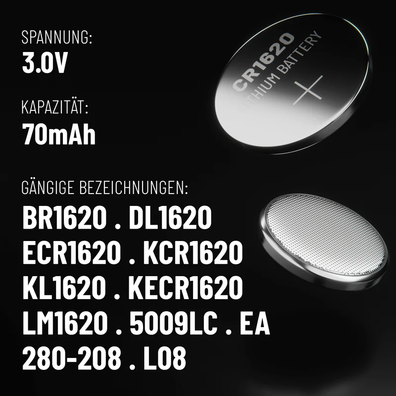 CR1620 Knopfzellen, 3 V Lithium