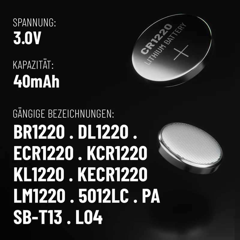 CR1220 Knopfzellen, 3 V Lithium